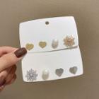 Set: Rhinestone Flower / Faux Pearl / Alloy Heart Brooch