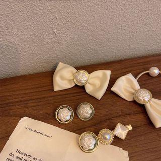 Flower Bow Hair Clip / Hair Tie / Earring