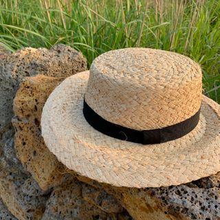 Contrast-trim Woven Hat One Size