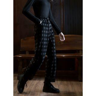 Corduroy Plaid Wide-leg Pants