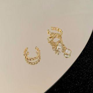 Chain Asymmetrical Ear Cuffs 1 Pair - Chain Asymmetrical Ear Cuffs - Gold - One Size