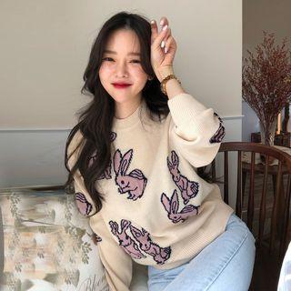 Rabbit Patterned Knit Pullover