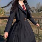 Crop Blazer / Midi Dress / Bow Tie