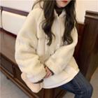 Faux-shearling Panel Hooded Padded Jacket White - One Size