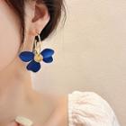 Petal Asymmetrical Alloy Dangle Earring 1 Pair - White & Blue - One Size