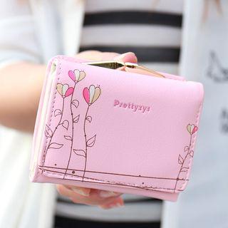Faux-leather Printed Lettering Wallet