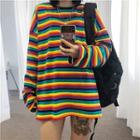 Long-sleeve Rainbow Striped T-shirt Multicolor - One Size