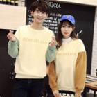 Couple Matching Lettering Color Block Hoodie