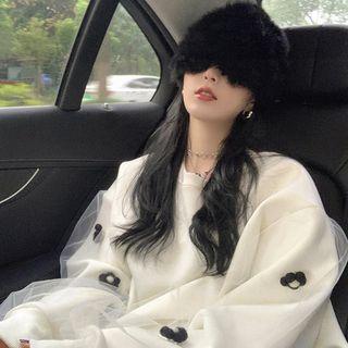 Long-sleeve Mesh Panel Floral Sweatshirt