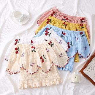 Cherry-embroidered Boatneck Blouse