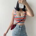Cropped Striped Tank Top Stripes - Multicolor - One Size