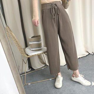 Plain Pleated Wide-leng Pants