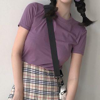 Set: Plain T-shirt + Check Skirt