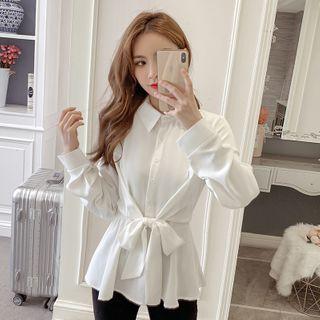 Tie-front Peplum Shirt