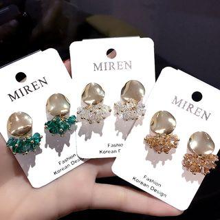 Irregular Alloy Disc Faux Crystal Fringed Earring