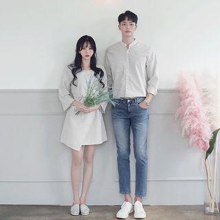 Couple Matching Long-sleeve Striped Mini A-line Dress