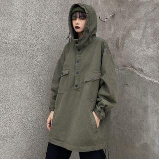 Couple Matching Half Buttoned Cargo Hoodie