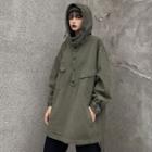 Couple Matching Half Buttoned Cargo Hoodie