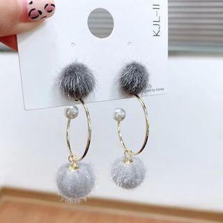 Faux Pearl Bobble Open Hoop Earring