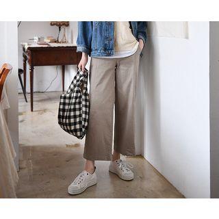 Buttoned Mid-rise Wide-leg Pants