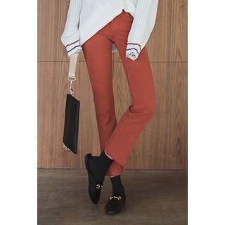 Frey-hem Fleece-lined Pants