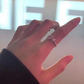 Star Alloy Open Ring 1 Pc - Silver - One Size