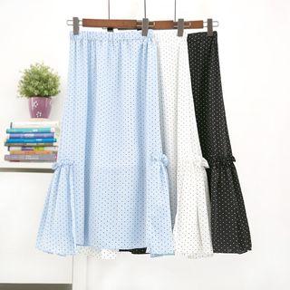 Ruffle-detail Dotted A-line Skirt