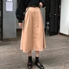 Midi A-line Skirt With Belt