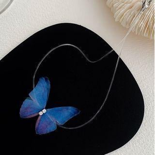 Butterfly Choker Blue & Silver - One Size