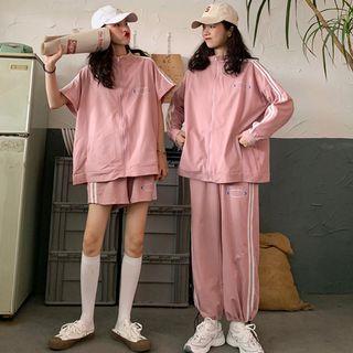 Striped Trim Zip Jacket / Pants / Shorts / Set