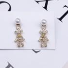 Bear Faux Pearl Alloy Dangle Earring 1 Pair - Gold - One Size