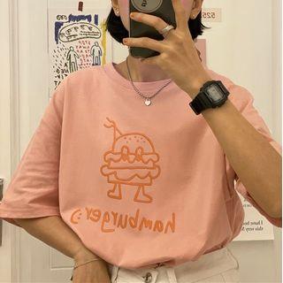 Short-sleeve Hamburger Print T-shirt