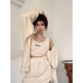 Zip-up Hoodie / Crop Tank Top / Mini A-line Skirt