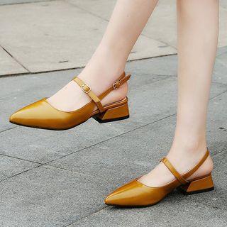 Low Heel Pointed Slingback Pumps