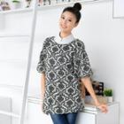 Bell-sleeve Pattern Knit Top