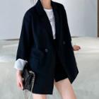 Lapel Collar Double-button Cuffed Blazer