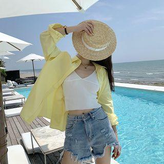 Plain Shirt / V-neck Camisole Top / Set