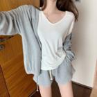 Plain Cardigan / Short-sleeve Plain T-shirt / Drawstring Shorts