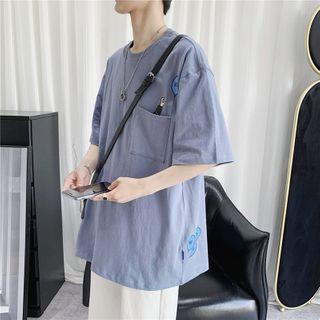 Elbow-sleeve Balloon Print T-shirt