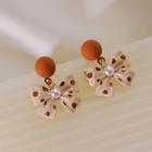 Bow Drop Earring 1 Pair - Bow - Beige - One Size