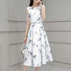 Printed Sleeveless A-line Dress / Midi Dress