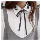 Detachable-ribbon Embroidered-collar Blouse