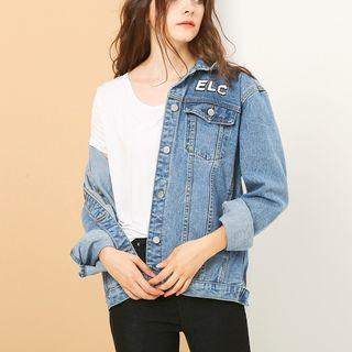 Single-breasted Floral Print Denim Jacket