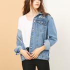 Single-breasted Floral Print Denim Jacket