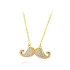 Simple Personality Plated Gold Beard Necklace With Cubic Zircon Golden - One Size