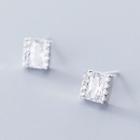 Rhinestone Square Stud Earring 1 Pair - S925 Silver - One Size