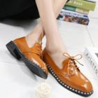 Studded Faux-leather Flat Oxfords