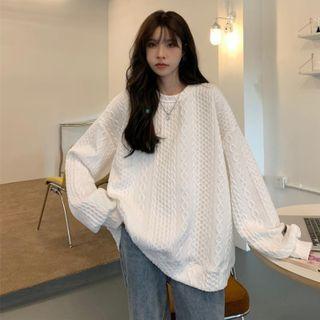 Ribbed Knit Long Top White - One Size
