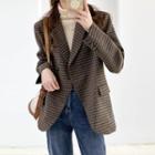Plaid Button-up Oversize Blazer