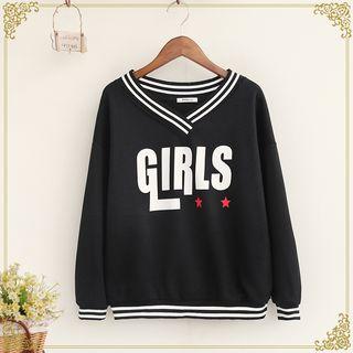 Lettering V-neck Sweatshirt